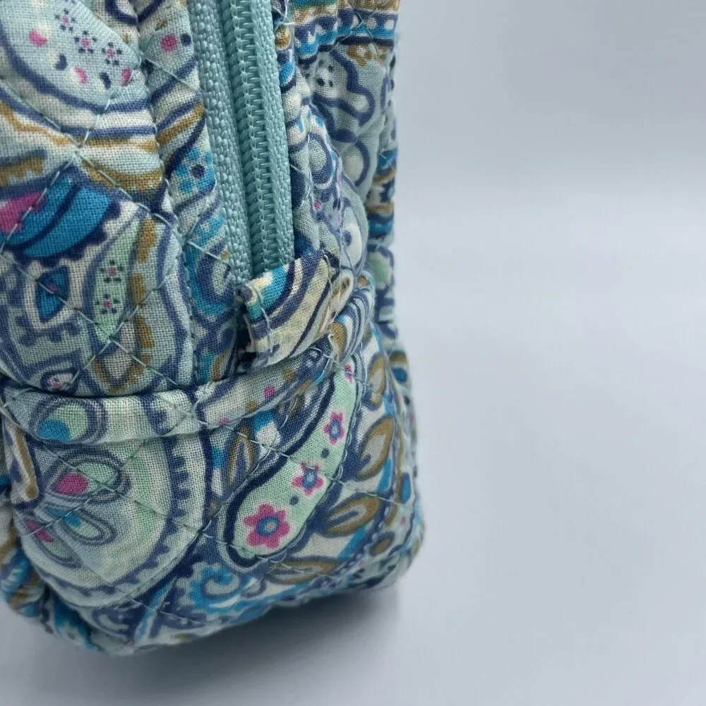 Vera Bradley Makeup Bag With Front Zipper Daisy Dot Blue Paisley 8” Excellent
